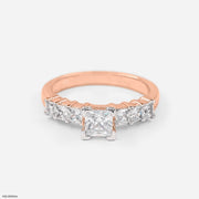 1 Carat Squarebea Diamond Ring 14K Rose Gold