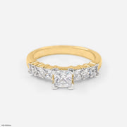 1 Carat Squarebea Diamond Ring 14K Yellow Gold