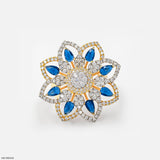 Ornate Rosette Cocktail Ring 18K White Gold