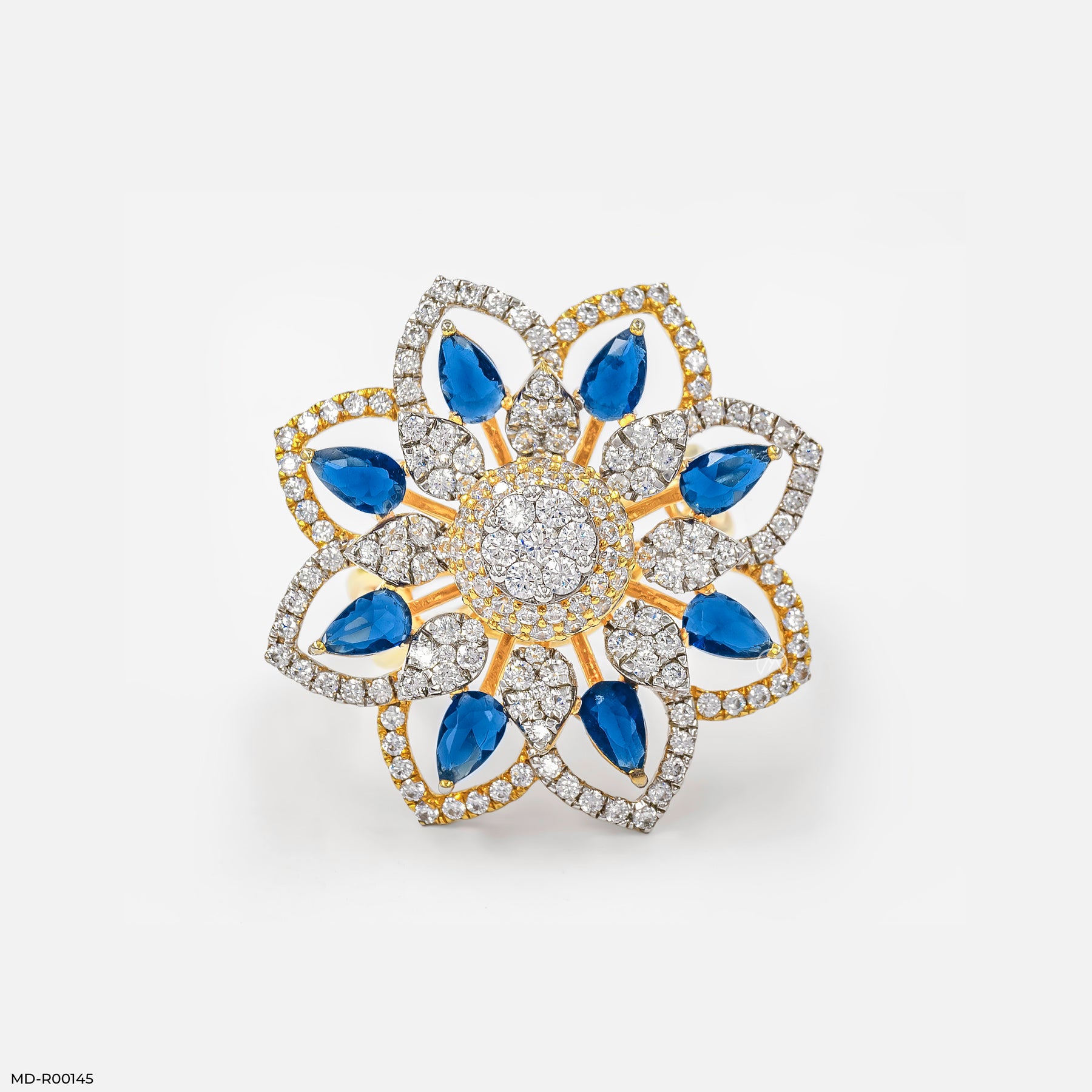 Ornate Rosette Cocktail Ring 18K Yellow Gold