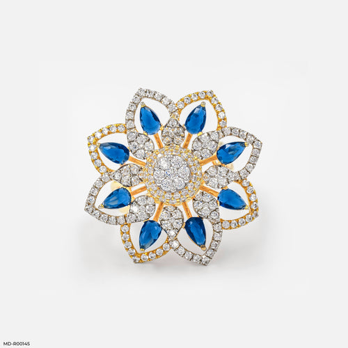 Ornate Rosette Cocktail Ring 14K Yellow Gold