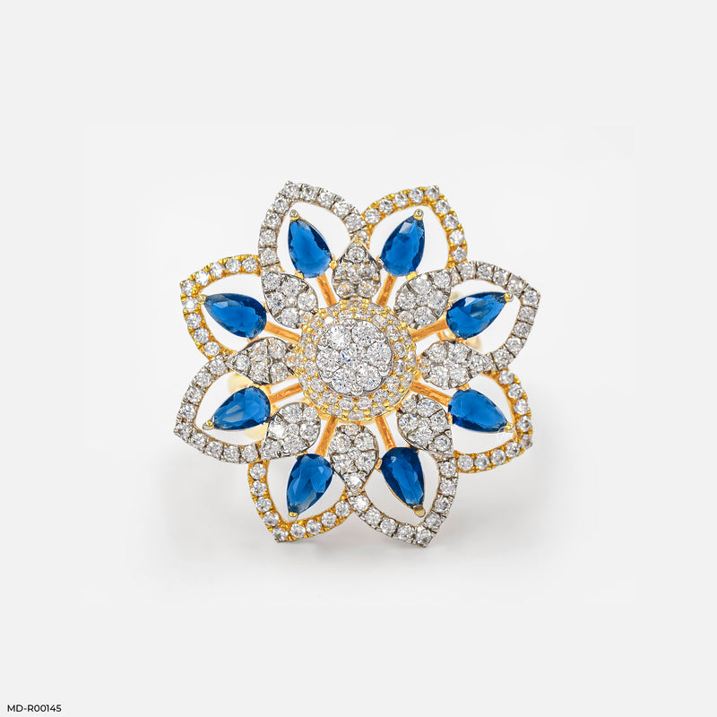 Ornate Rosette Cocktail Ring 18K White Gold