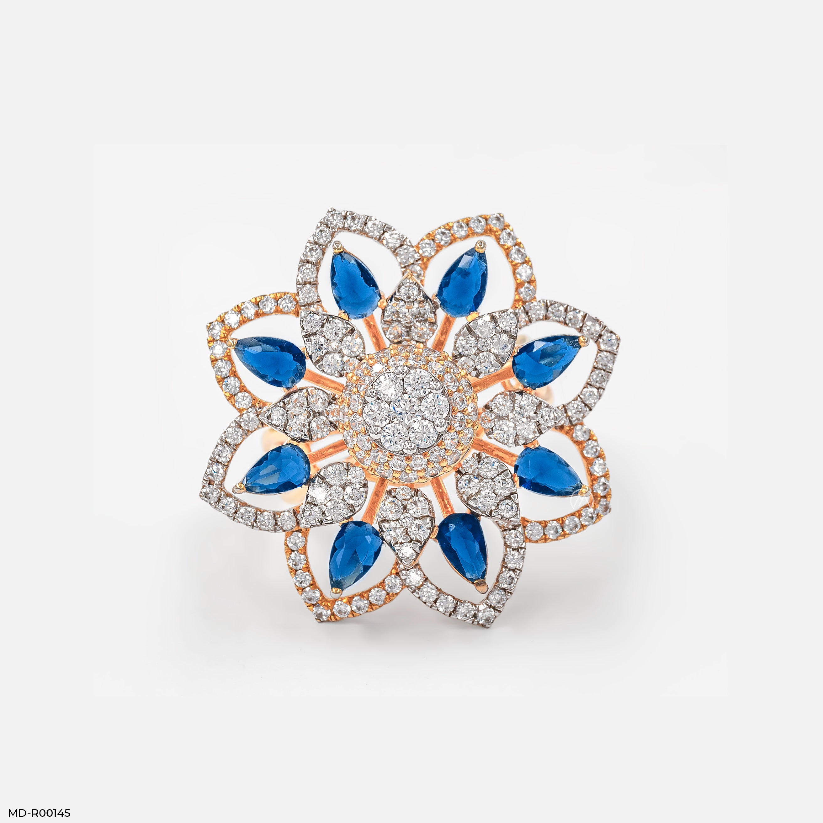 Ornate Rosette Cocktail Ring 9K Rose Gold