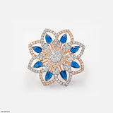Ornate Rosette Cocktail Ring 18K White Gold
