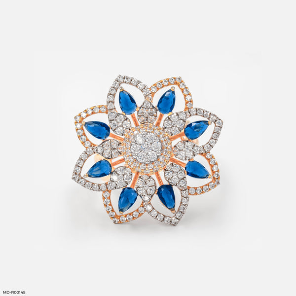 Ornate Rosette Cocktail Ring 18K Rose Gold