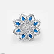 Ornate Rosette Cocktail Ring 9K White Gold