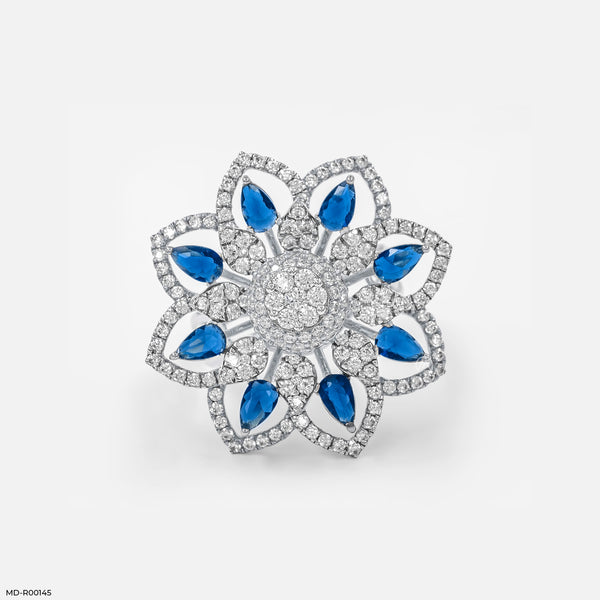 Ornate Rosette Cocktail Ring Platinum 950
