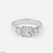Three Stone Princess Diamond Ring Platinum 950