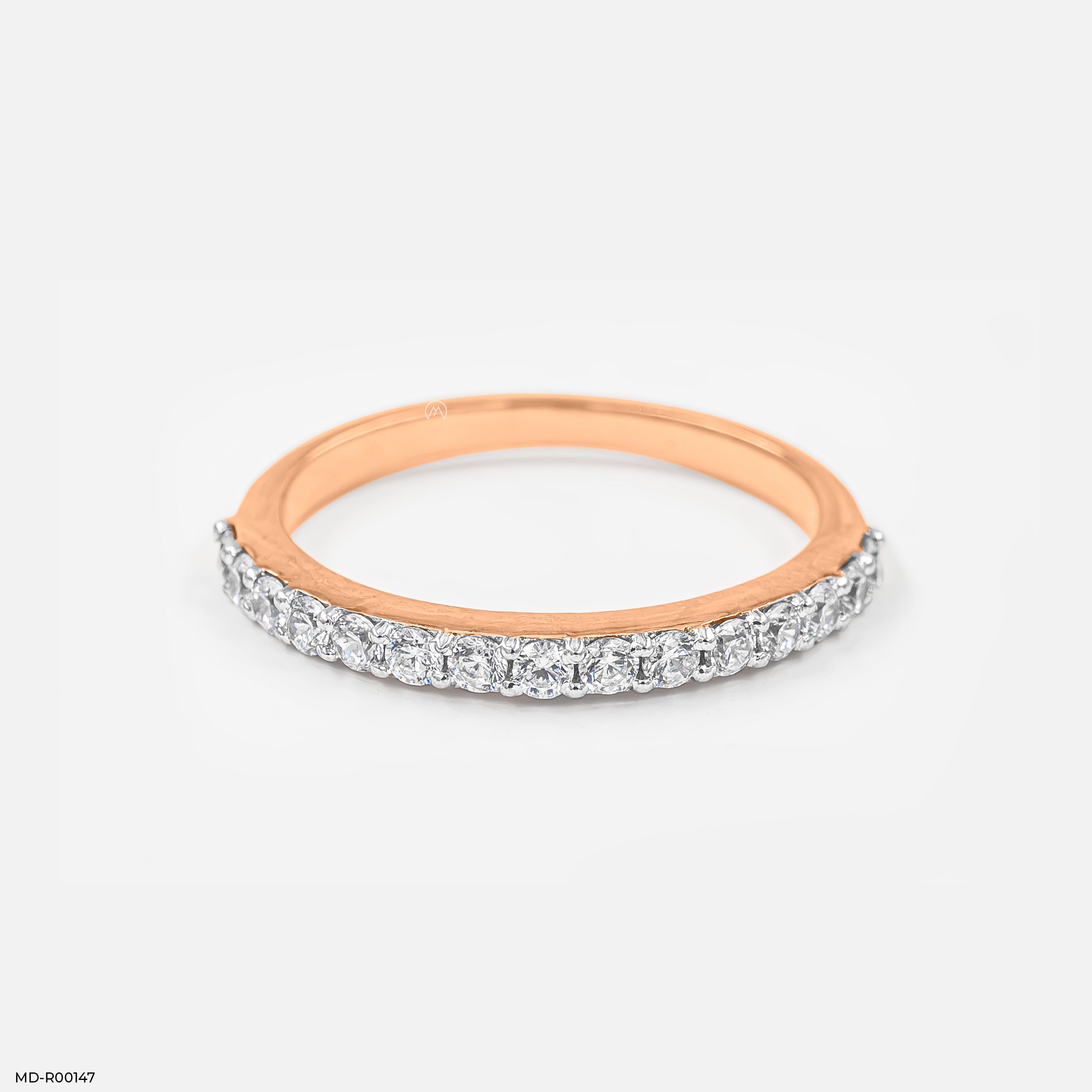 Classic Diamond Wedding Band Rings 18K Rose Gold