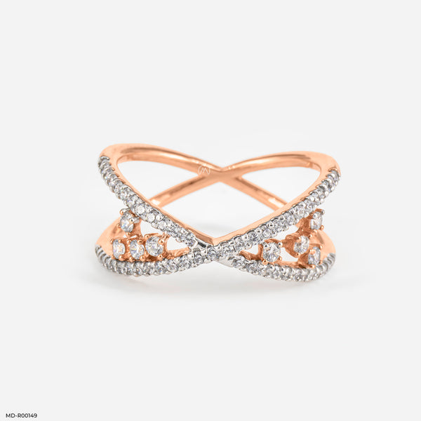 The X-Shaped Diamond Ring 14K Rose Gold