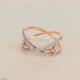 The X-Shaped Diamond Ring 14K Yellow Gold