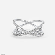 The X-Shaped Diamond Ring 9K White Gold