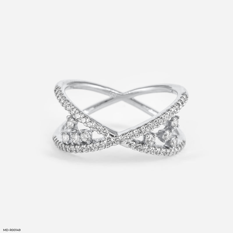 The X-Shaped Diamond Ring 14K Yellow Gold