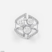 Open-Work Architectural Ring 9K White Gold
