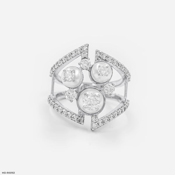Open-Work Architectural Ring Platinum 950