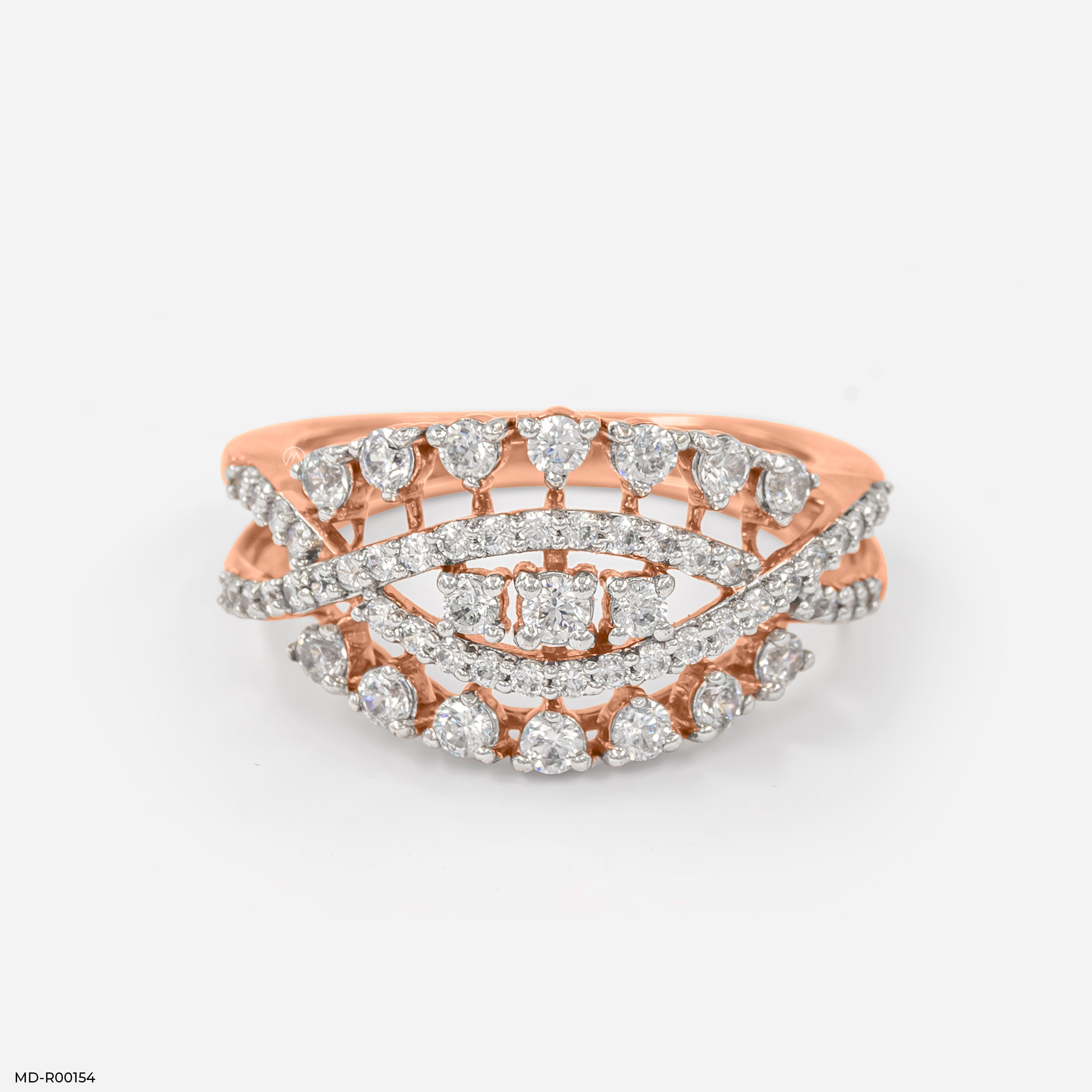 Nature Inspired Round Diamond Rings 9K Rose Gold
