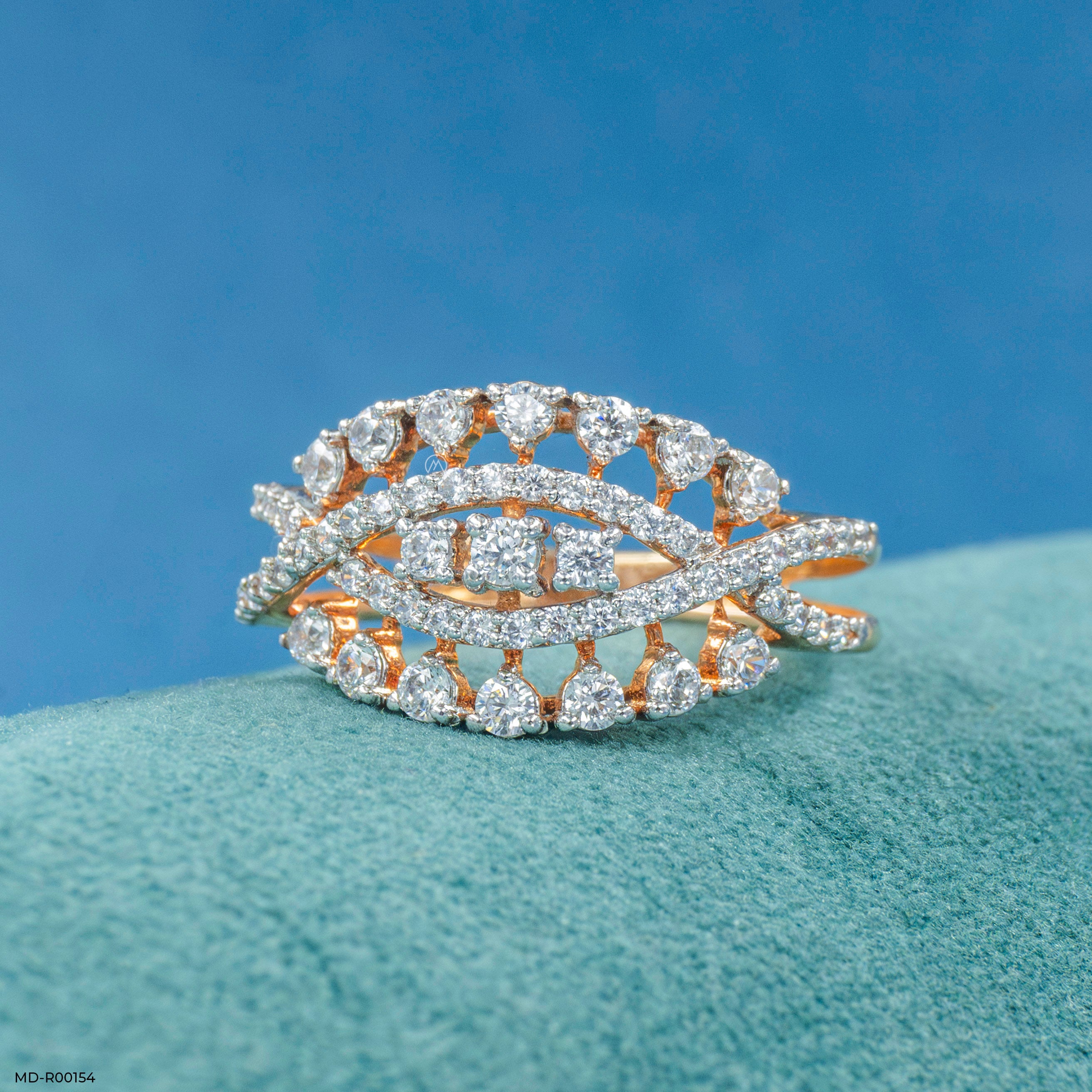 Nature Inspired Round Diamond Rings 9K Rose Gold