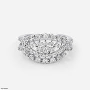 Nature Inspired Round Diamond Rings 9K White Gold