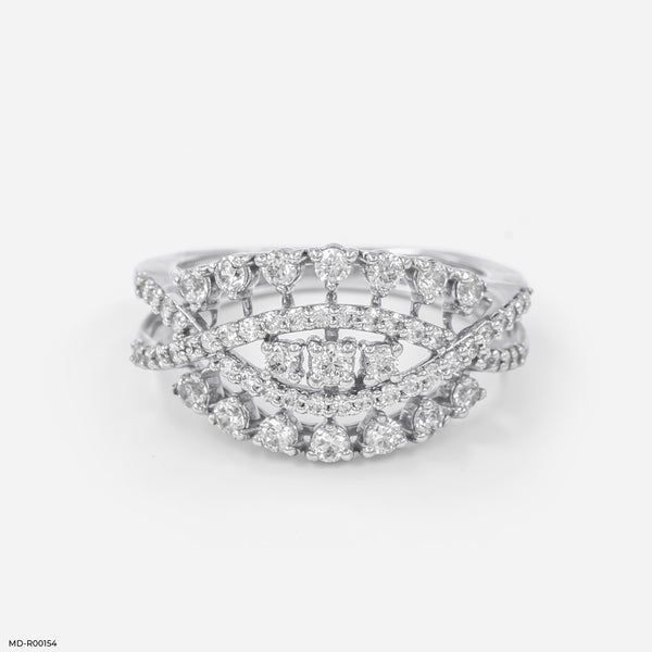 Nature Inspired Round Diamond Rings 14K White Gold