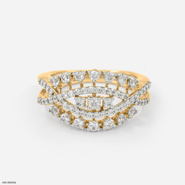 Nature Inspired Round Diamond Rings 14K Yellow Gold