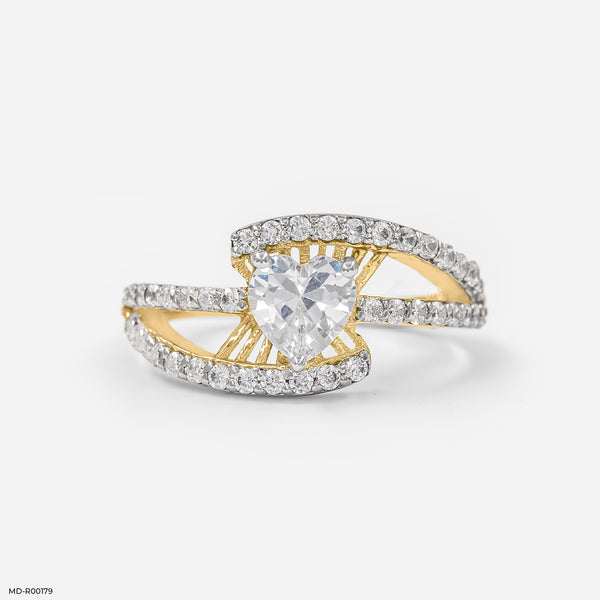 1 Carat Heart Shape Diamond Ring 18K Yellow Gold