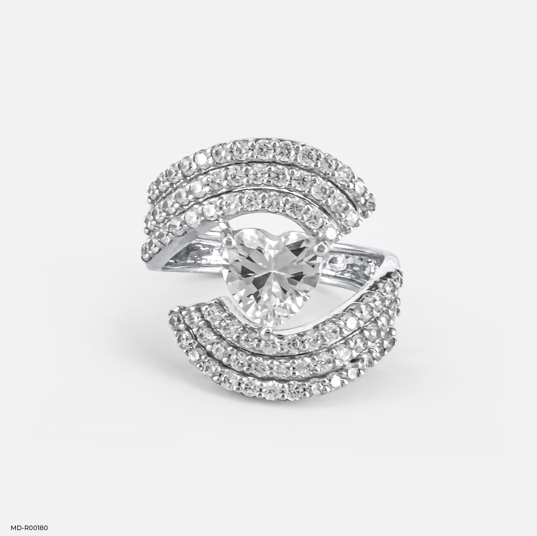 The Heart-Shaped Pave Ring 9K Rose Gold