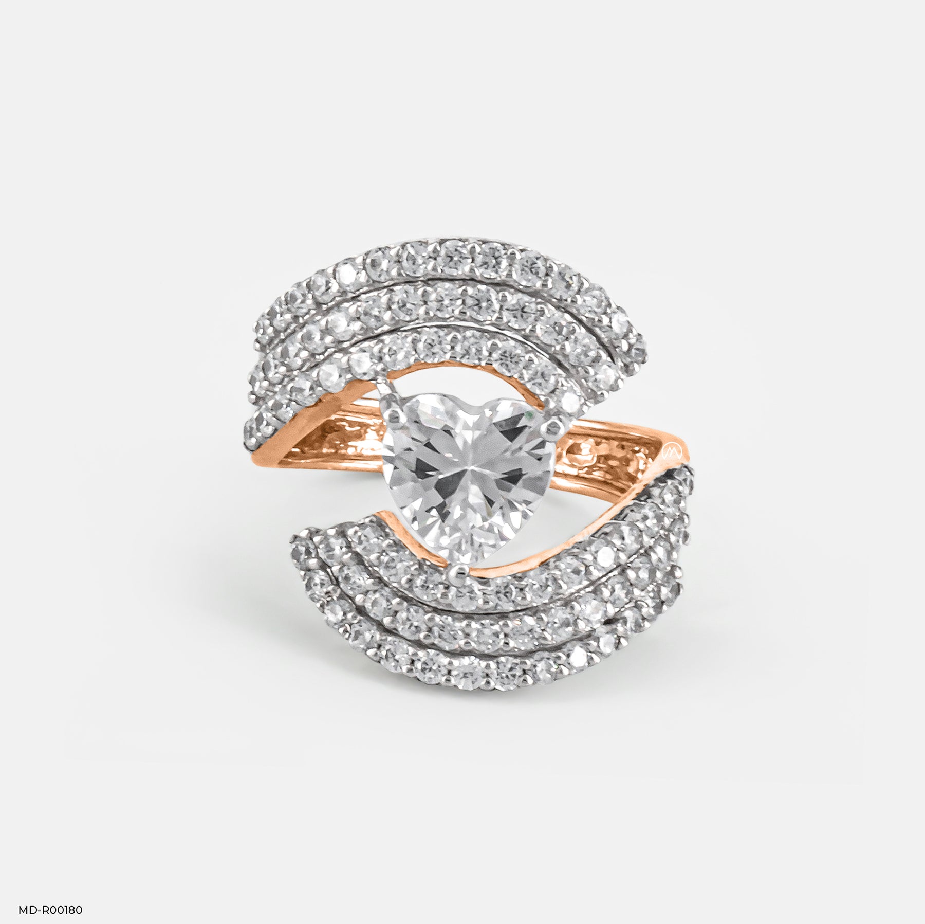 The Heart-Shaped Pave Ring 9K Rose Gold