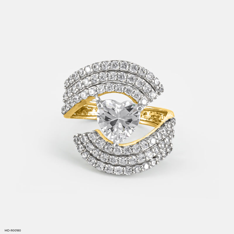 The Heart-Shaped Pave Ring 14K Yellow Gold