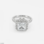 The Princess Cut Crown Halo Ring 9K White Gold