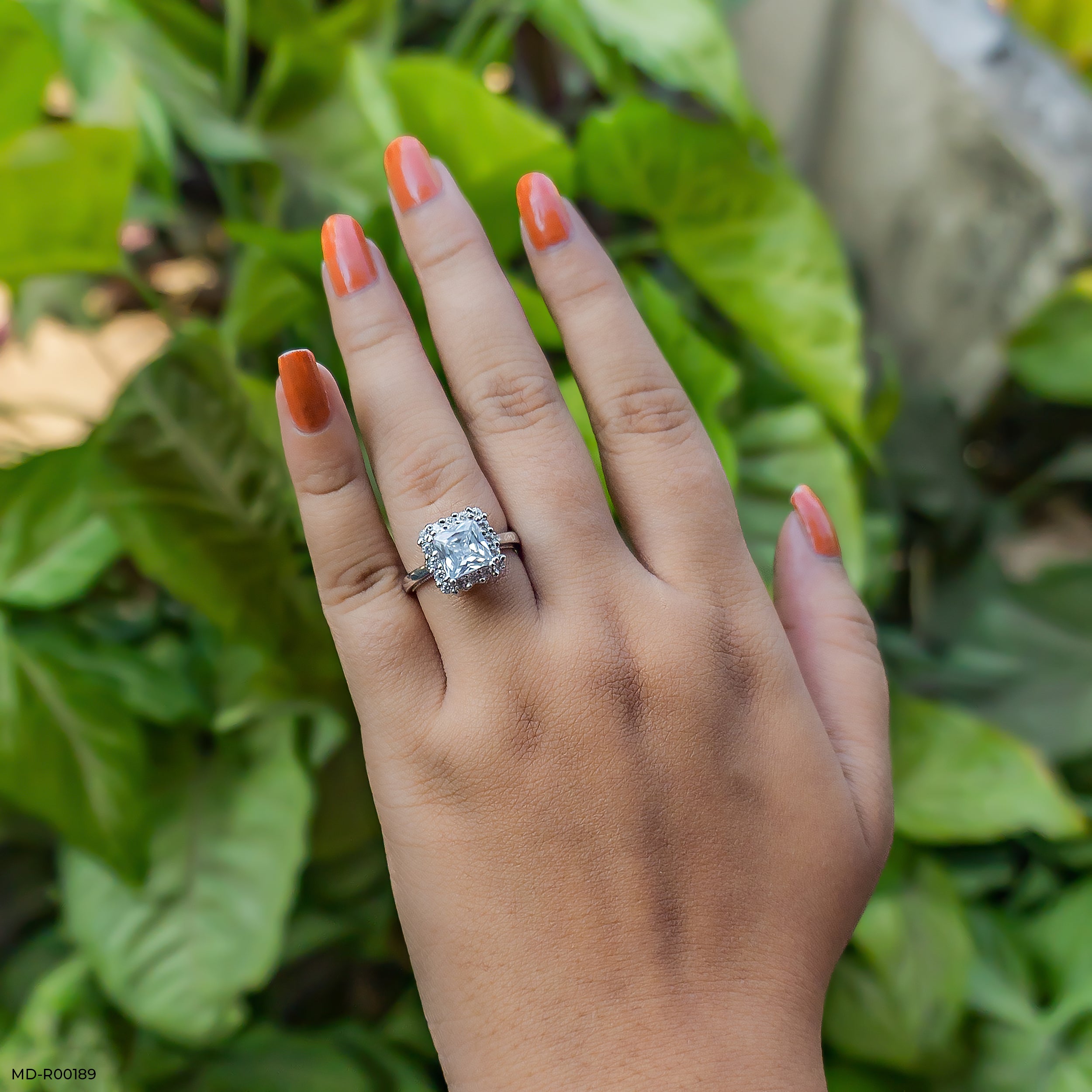 The Princess Cut Crown Halo Ring 9K White Gold