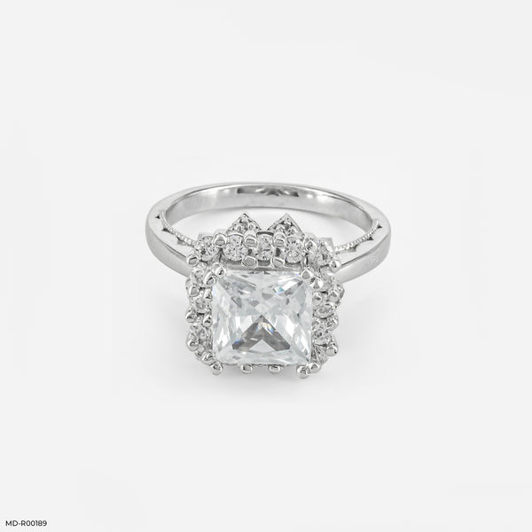 The Princess Cut Crown Halo Ring 14K White Gold