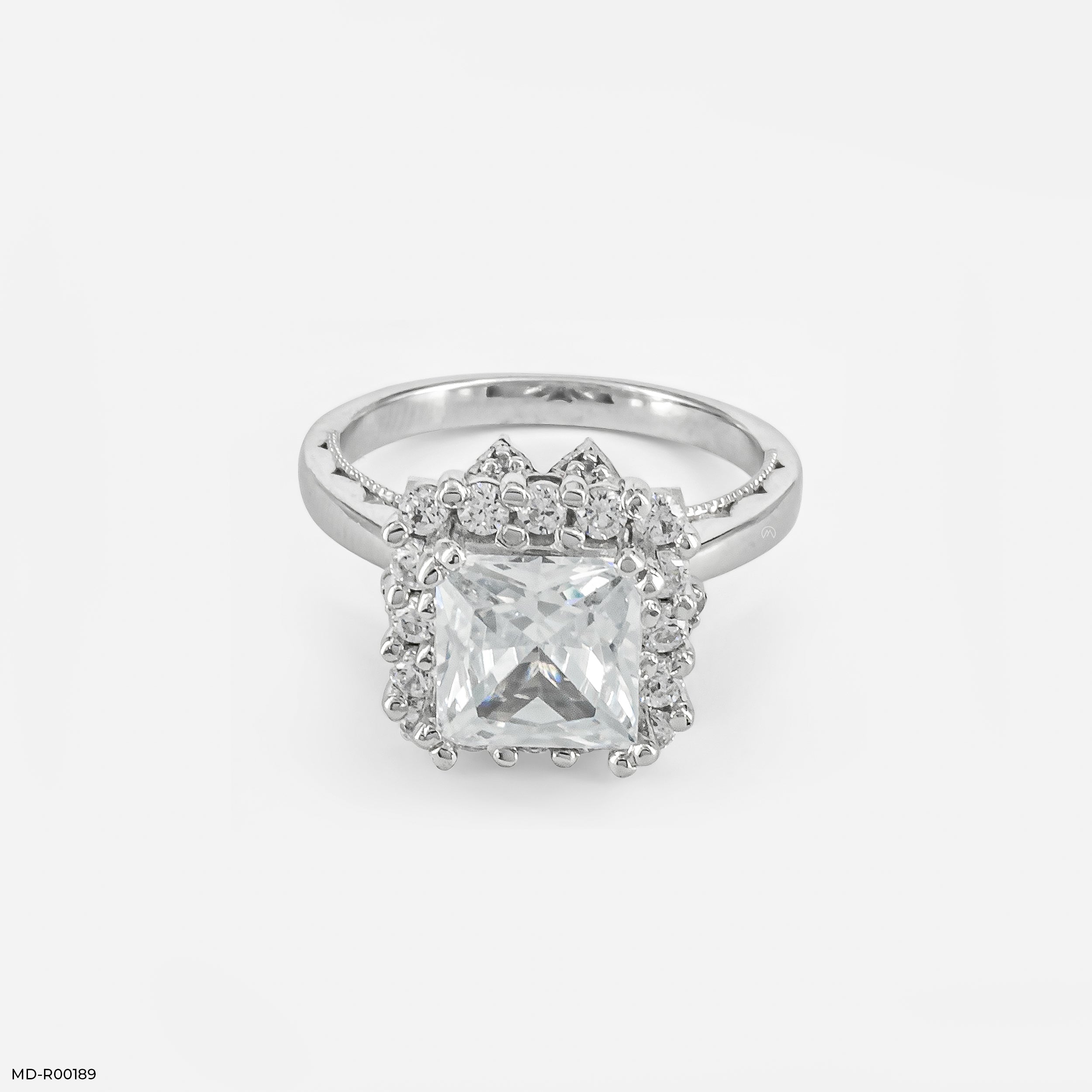 The Princess Cut Crown Halo Ring