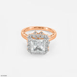 The Princess Cut Crown Halo Ring 14K Rose Gold
