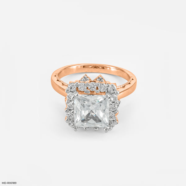 The Princess Cut Crown Halo Ring 18K Rose Gold