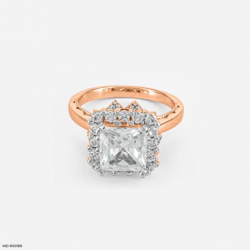 The Princess Cut Crown Halo Ring 14K Rose Gold