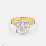 Oval Shape Diamond Ring 14K Yellow Gold