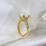 Oval Shape Diamond Ring 14K Yellow Gold