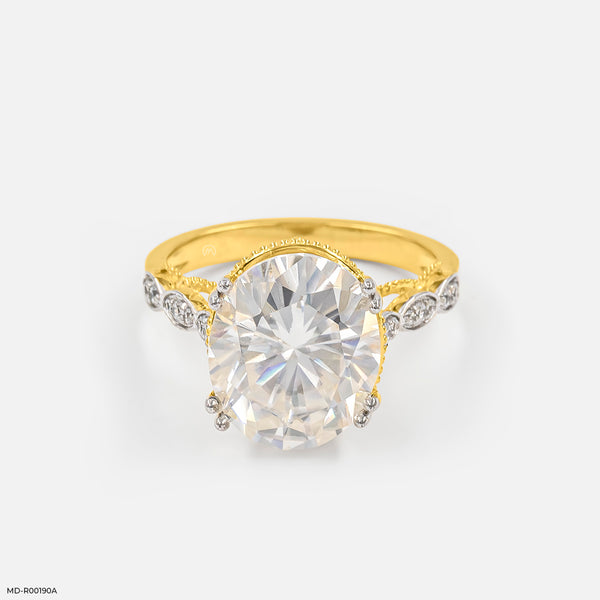 Oval Shape Diamond Ring 14K Yellow Gold