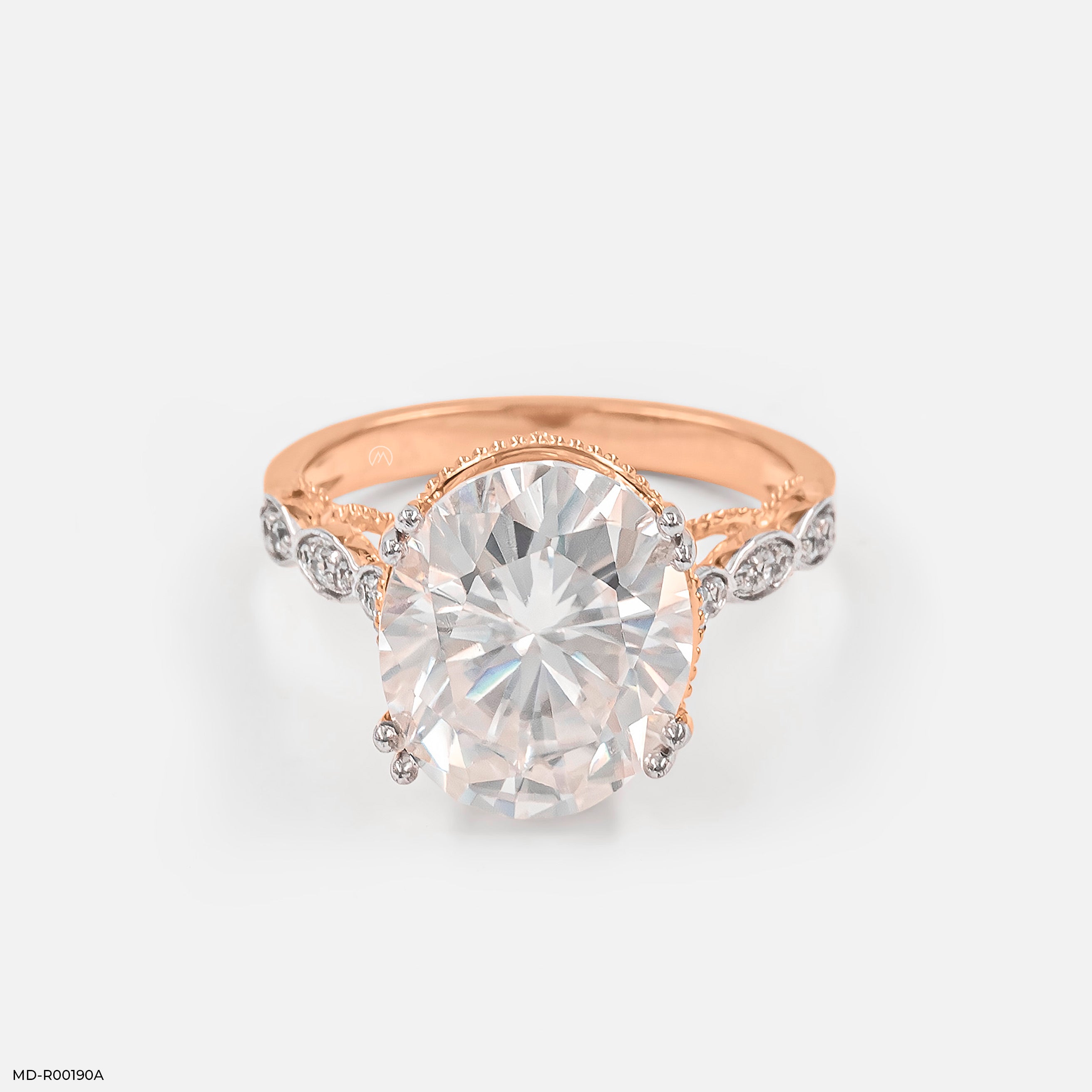 5 Carat Oval Shape Solitaire Ring 14K Rose Gold