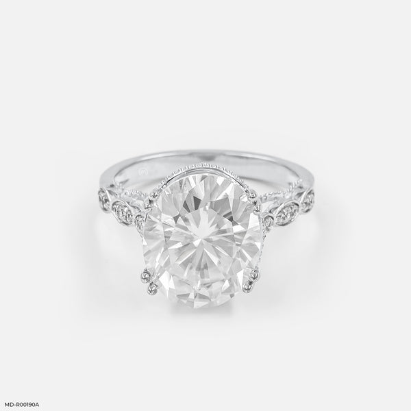 Oval Shape Diamond Rings 14K White Gold