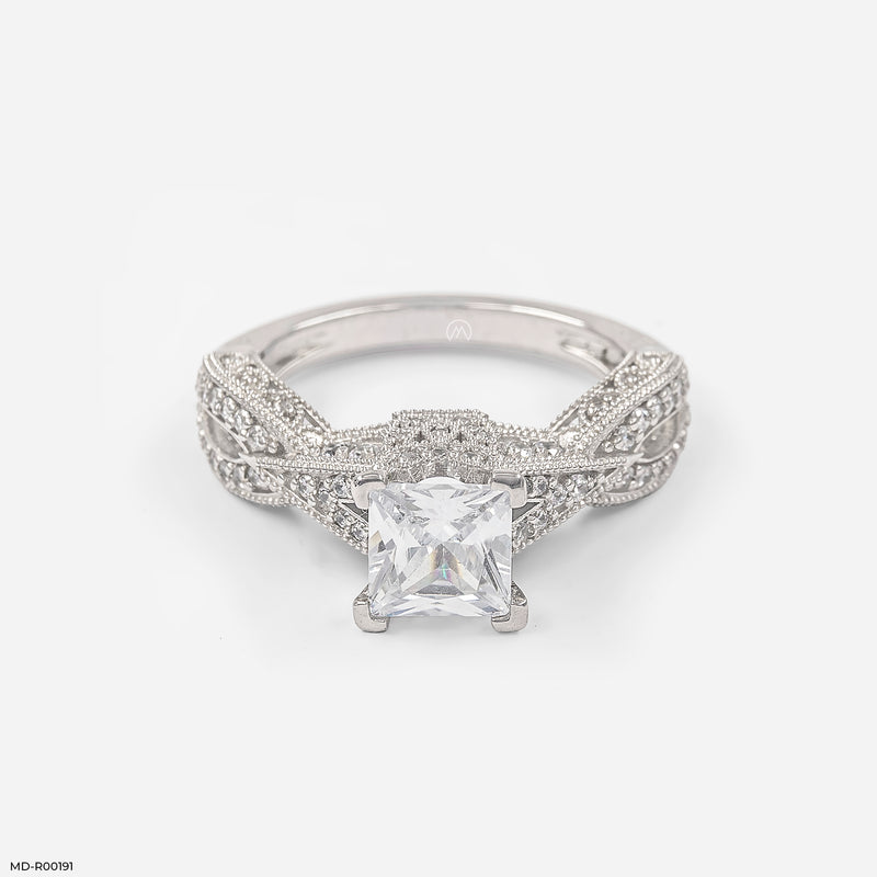 Princess Shape Diamond Rings 14K White Gold