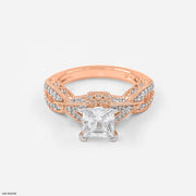 1.5 Carat Princess Cut Diamond Ring 14K Rose Gold