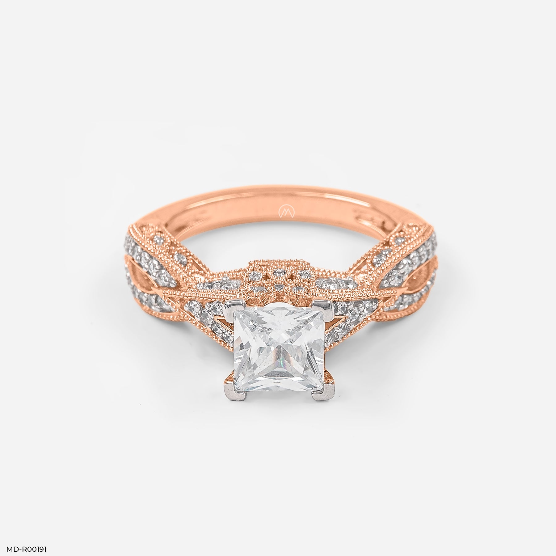 1.5 Carat Princess Cut Diamond Ring 18K Rose Gold