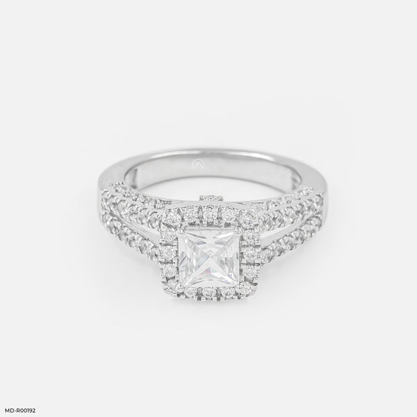 Halo Princess Diamond Rings 14K White Gold