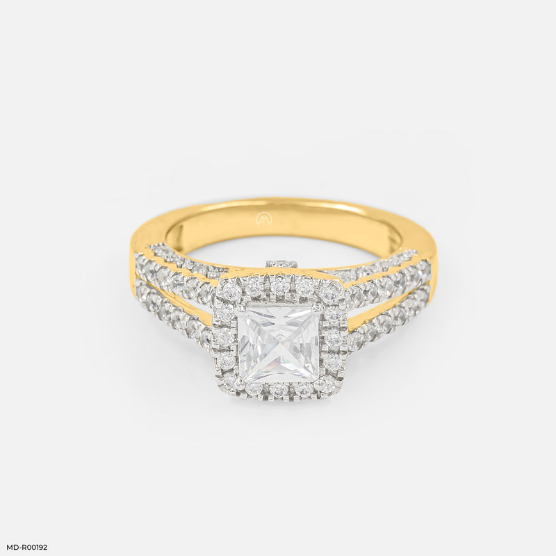 Halo Princess Diamond Rings 14K Rose Gold