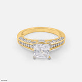 Princess Diamond Engagement Rings 14K Yellow Gold