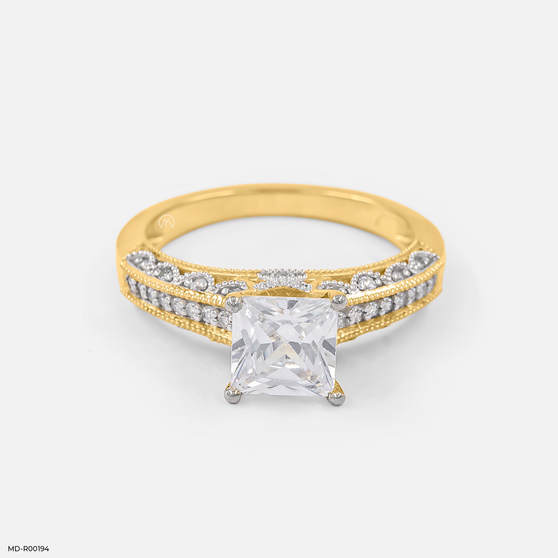 1 Carat Princess Cut Diamond Ring 14K Yellow Gold