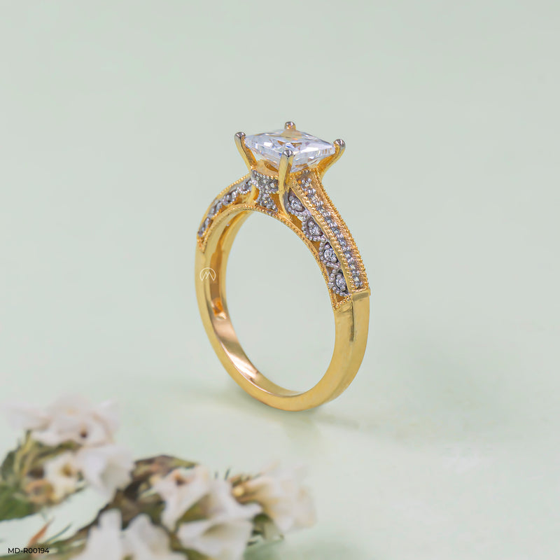 Princess Diamond Engagement Rings 14K Yellow Gold