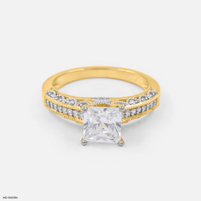 Princess Diamond Engagement Rings 14K Yellow Gold