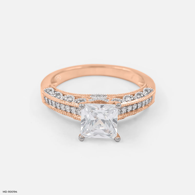 Princess Diamond Engagement Rings 14K Yellow Gold